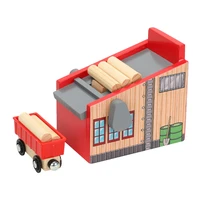 1 set funny train lumber mill wood blocks plaything kids educational