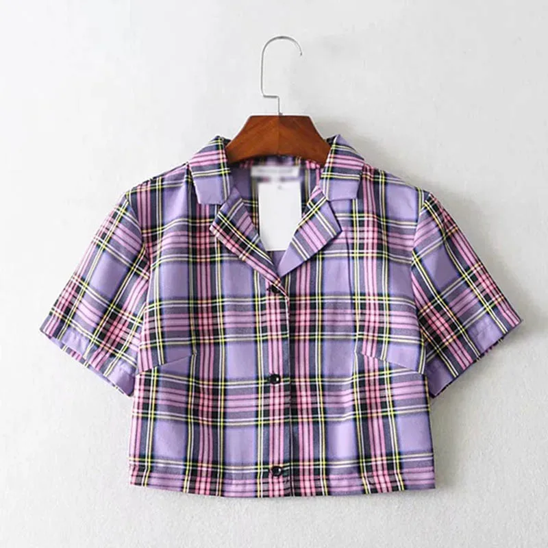 Женская клетчатая рубашка с отложным воротником черная однобортная женская