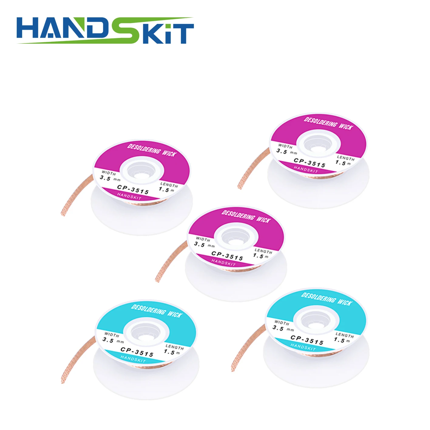 HANDSKIT 5 шт. припоя провода с низким остатком олова поглощения линия всасывания пайки 1,5 м длина фитиль/Пайка аксессуары