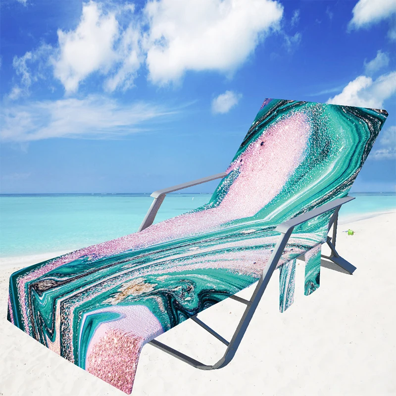 

Multifunctional Beach Chair Towel with Side Pockets Lounger Cover for Holiday Sunbathing Can Folded into Crossbag Beach Chairs