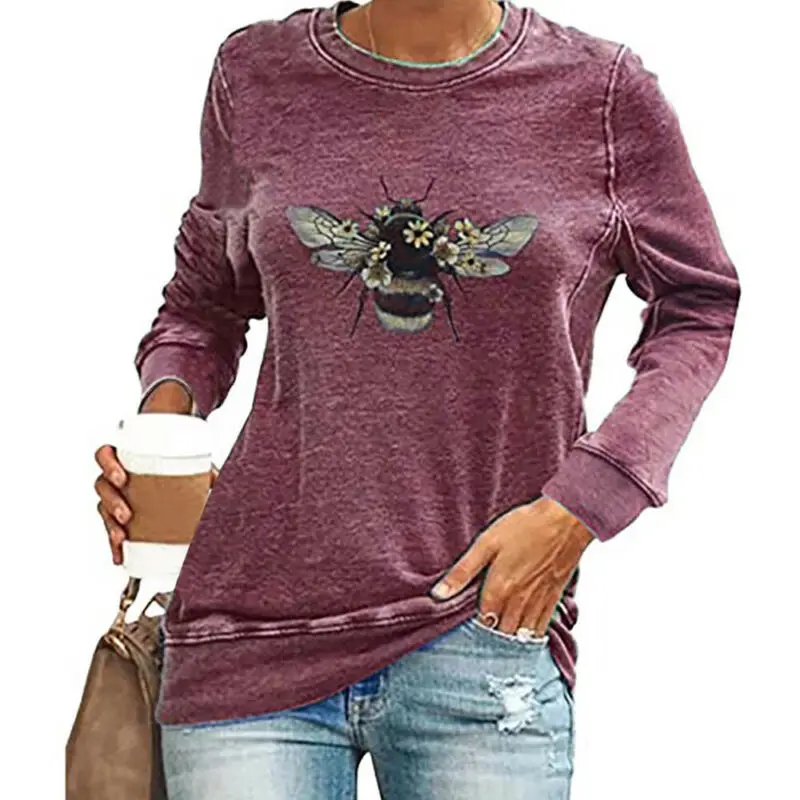 

Women Casual Long Sleeve Printed Loose T Shirt Ladies Baggy Blouse Tops Oversize
