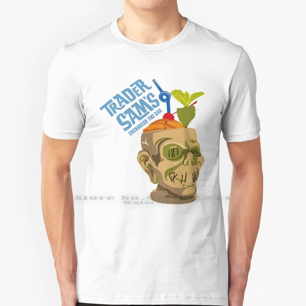 

Tiki Bar T Shirt 100% Pure Cotton Trader Sams Tiki Bar Food Restaurant Ohana Tropical Drinks Zombies Walkers Hawaiian World