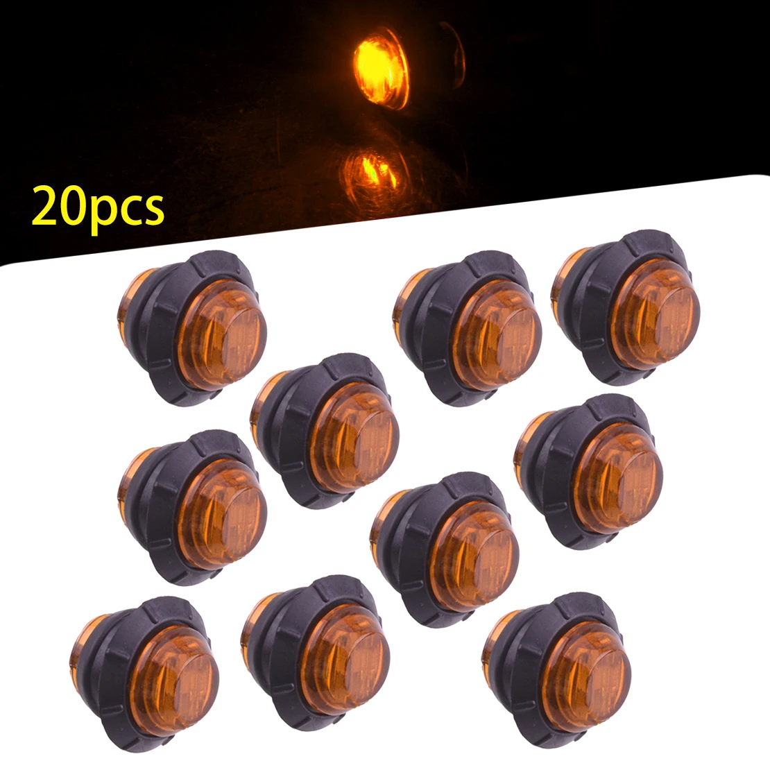 

Universal 20pcs/Set 12V Amber Yellow 3/4" Round 3 LED Side Bullet Marker Light IP67 Waterproof for Car Truck Trailer Buse Boat