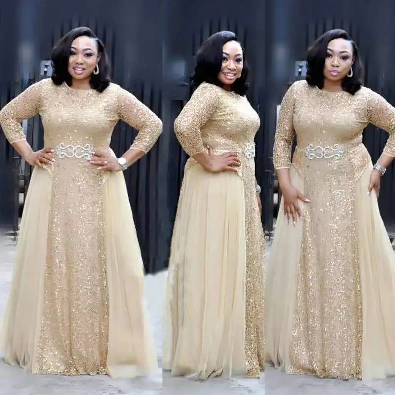 

Houseofsd Fashion Hollow Out Lace Long Prom Party Dress Sequin Vestido Elegant Solid O-Neck Half Sleeve Ball Gown For Women