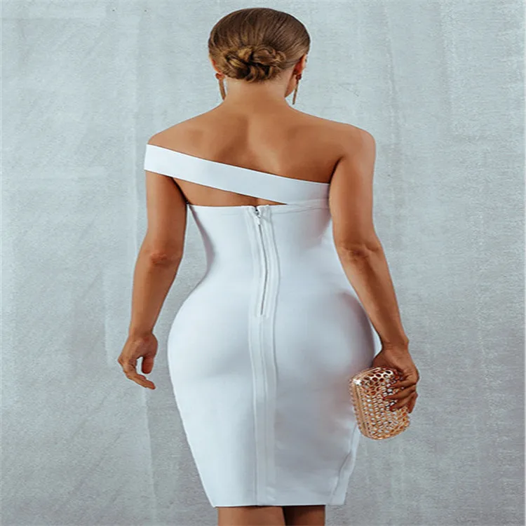 Цвет: белый черный на одно плечо Короткие коктейльные платья vestidos коктель 2020 полу