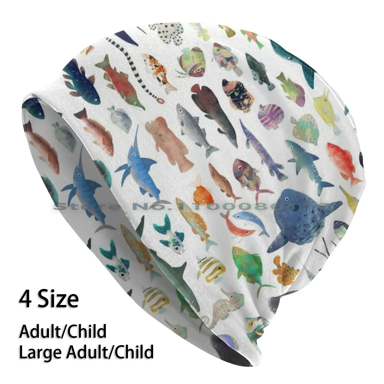 

One Hundred Fish Beanies Knit Hat Marine Life Marine Science Marine Biology Ocean Life Beach Aquatic Life Sea Life Sharks Whale