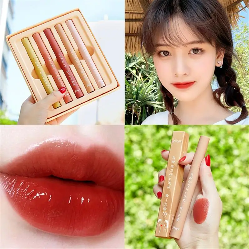 

1 Set Matte Lip Gloss kit Waterproof Long Lasting Moisturizing Nourishing Non-stick Non-fading Lipstick Natural Makeup TSLM1