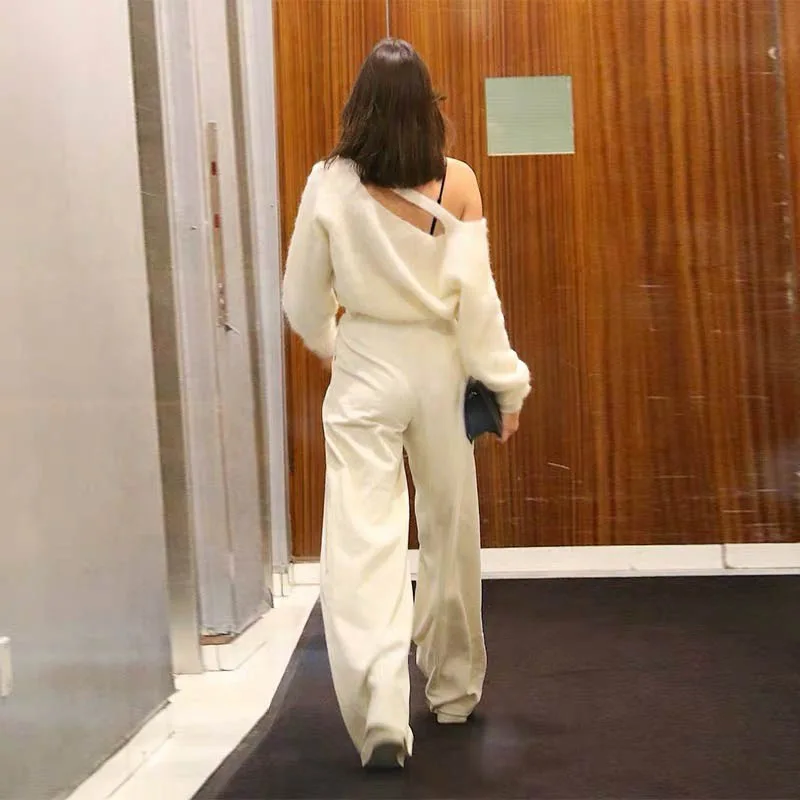 Kendall Jenner одинаковый стиль осенние женские повседневные брюки прямой максимальной длины модные высокие эластичный пояс галстук брюки белые брюки
