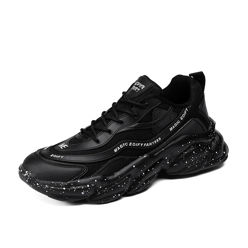 

Men's shoes new fashion in 2021 spring Korean daddy shoes men's thick soled black breathable sports casual shoes