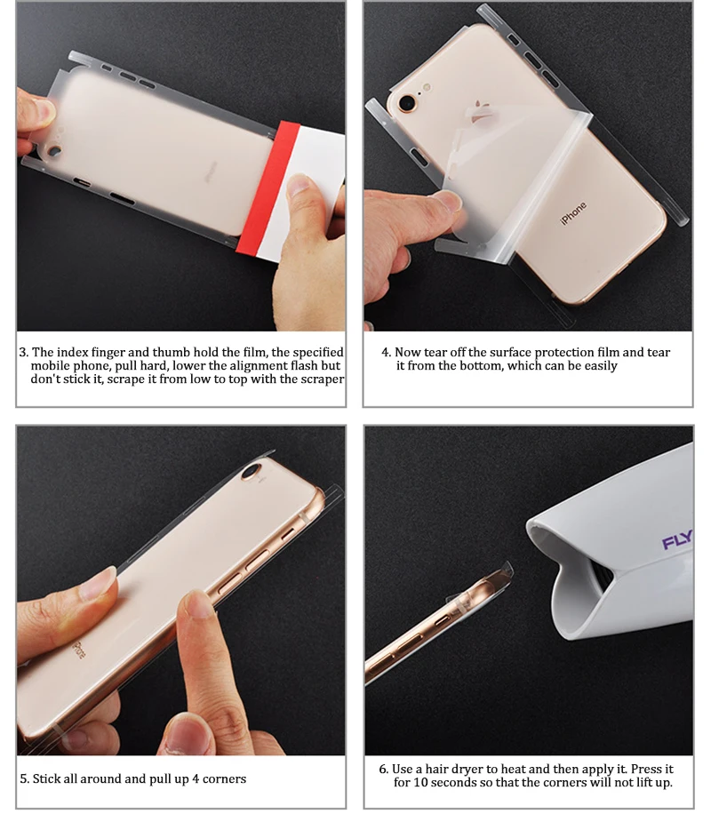Гидрогели прозрачный маслостойкий стикер для iPhone 11 6 6S 7 8Plus X Xr Xs Max наклейка на заднюю панель декоративная наклейка s протектор