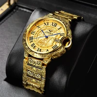2020 retro golden men watch top brand luxury alloy steel business quartz wrist watches mens clock relogio masculino