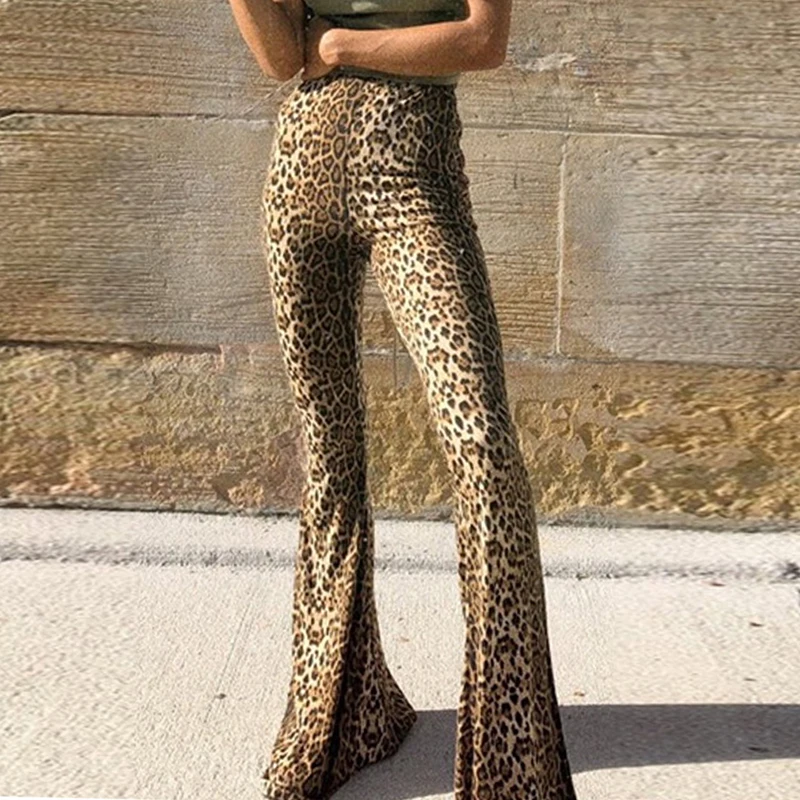 

High Waist Leopard Print Flare Leggings 2020 Autumn Winter Women Fashion Sexy Bodycon Trousers Club Pants
