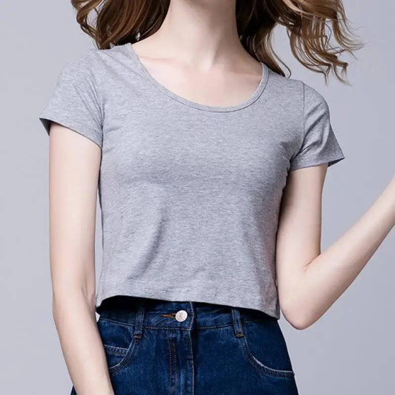 Модальные Короткие рукава с круглым вырезом короткие футболки Летние размеры S-2xl