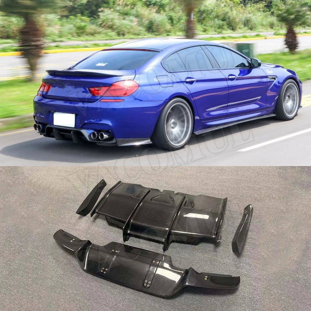 6 Series Carbon Fiber Rear Lip Diffuser Splitters Aprons for BMW F06 F12 F13 M6 M Sport 2012-2016 PSM Style Back Bumper Guard | Автомобили
