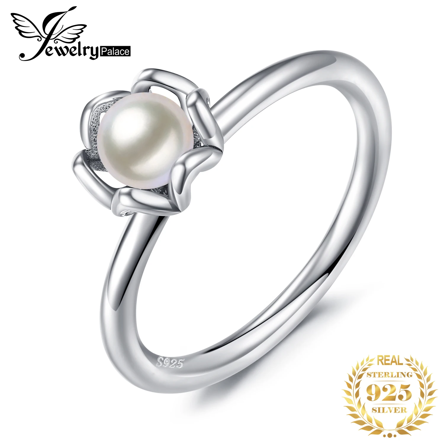 Jewelrypalace 2ct круглый форма культивированный жемчуг Solitaire цветок кольцо 925 пробы