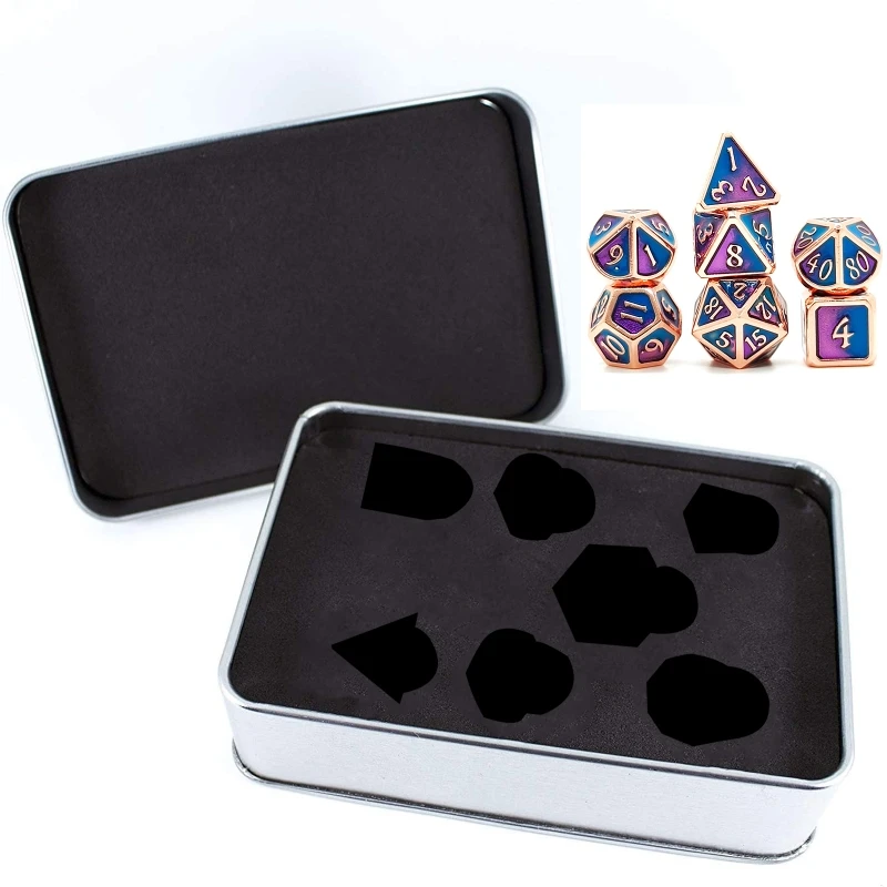 

7 PCS Dragon Style Metal Dice Metallic DND Game D&D Dice with Free Metal Case