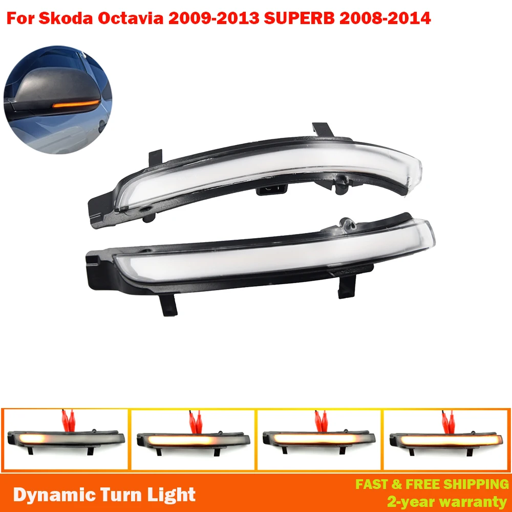 

For Skoda Octavia 2009-2013 SUPERB 2008-2014 Dynamic LED Turn Signal Blinker Mirror Flasher Light Sequential Lamp