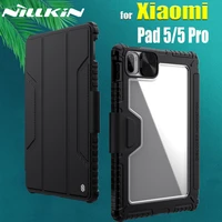 nillkin armor shockproof cover for xiaomi pad 5 pro smart sleep wake up leather flip camera protect bumper case on mi pad5 shell