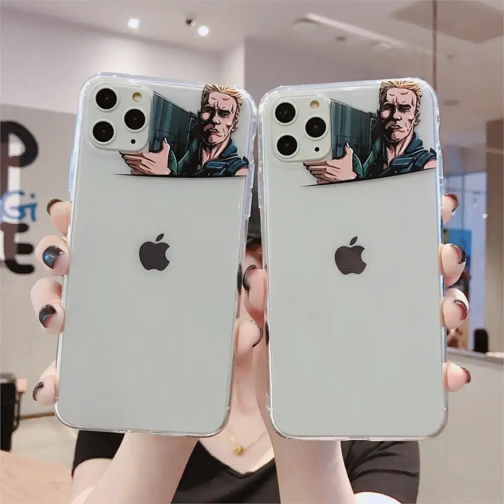 Модный чехол для iPhone 11 Schwarzenegger 11Pro Max Funny 6 6s 8 7 Plus XR 10 X XS простой прозрачный мягкий |