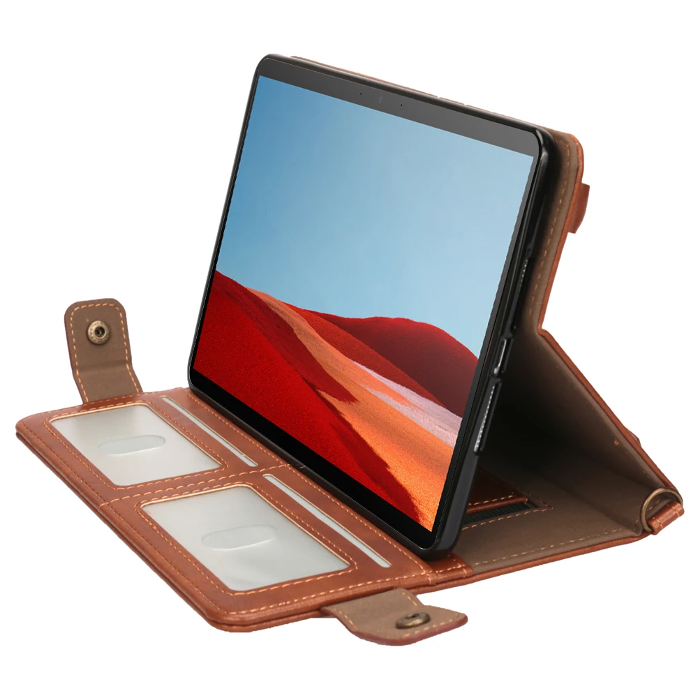 Чехол из искусственной кожи для планшета microsoft Surface Pro X 13 дюймов, откидной складной чехол-подставка для планшета с держателем для ручки и ремешком на руку