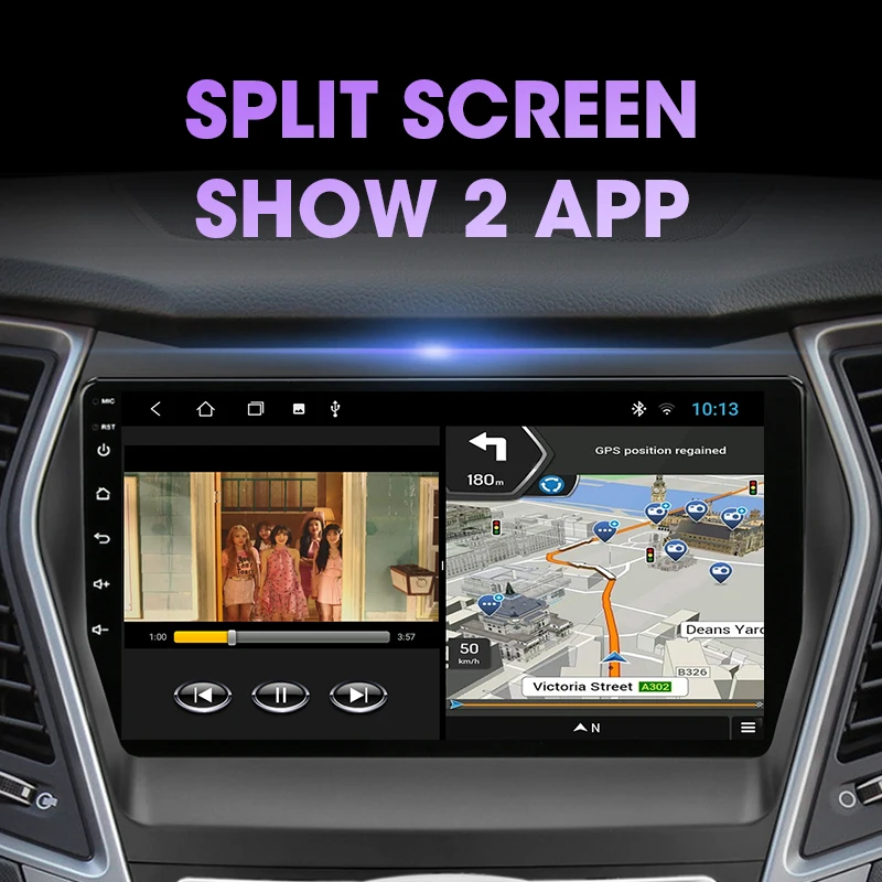 Автомагнитола 2 din на Android 10 мультимедийный видеоплеер стерео для Hyundai Santa Fe 2012 2017 4G