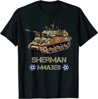world war 2 american tank m4a3e8 sherman memorabilia men t shirt short casual 100 cotton o neck shirts