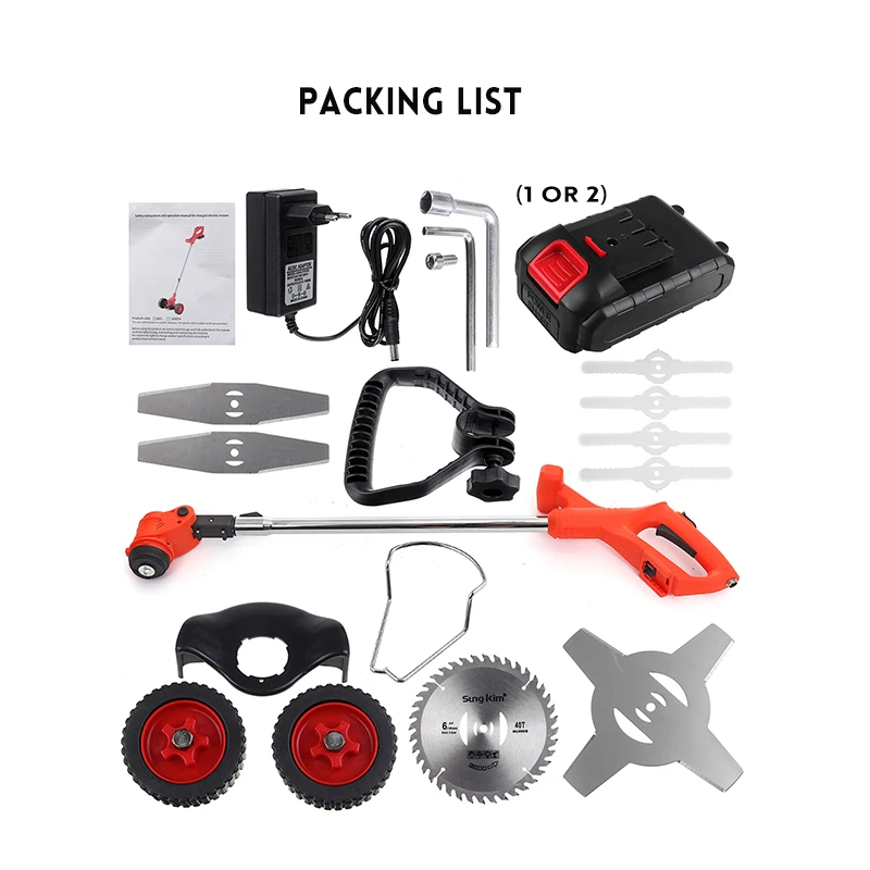 

Electric Grass Trimmer Handheld Lawn Mower With Wheel Agricultural Household Cordless Weeder Garden Pruning Tool Brush Cutter