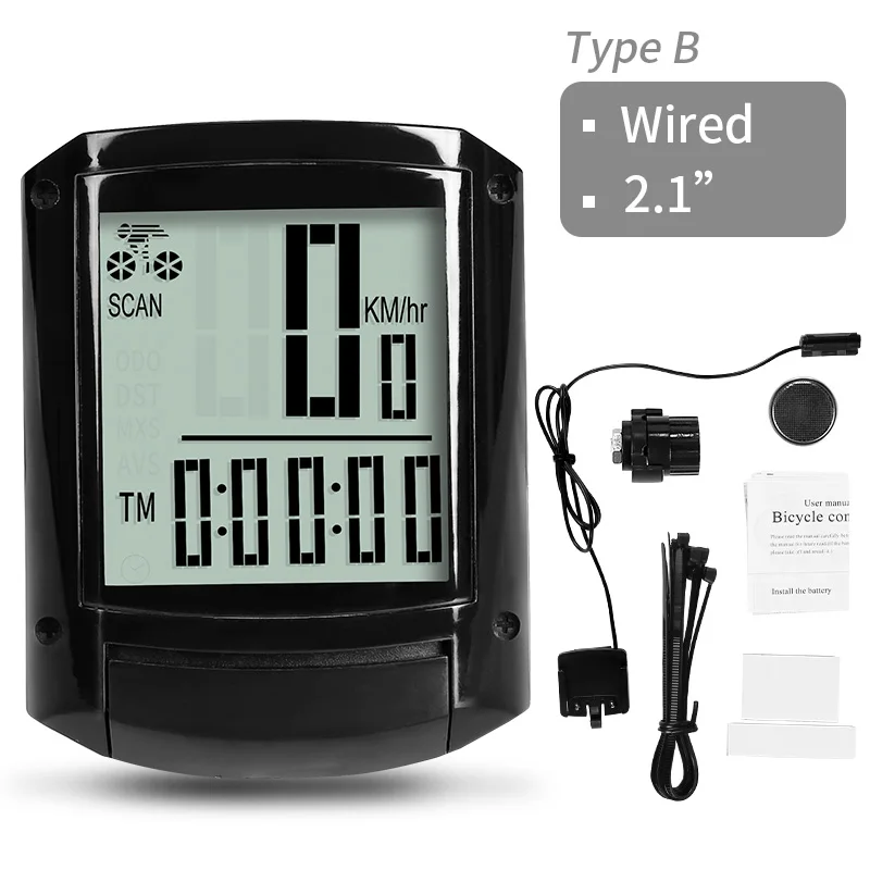 B-White-Wired INBIKE 2,8 дюймов велосипед беспроводной компьютер непромокаемый Многофункциональный езда велосипедный одометр велосипедный Спидометр подсветка секундомера - Цвет: B-White-Wired