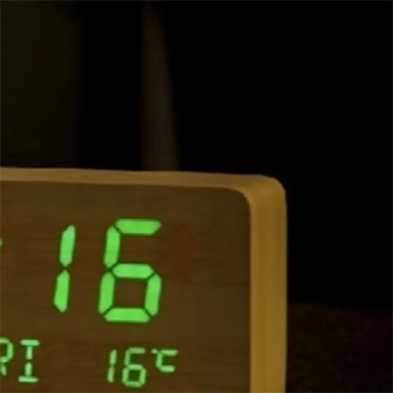 Светодиодный Календарь недели деревянные часы-будильник голосовое Управление