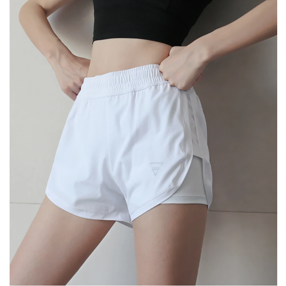 

Summer Sport Elastic High Waisted Shorts Women Fashion Casual Patchwork Pocket Wide Legs Loose Baggy White Black Short Clothes