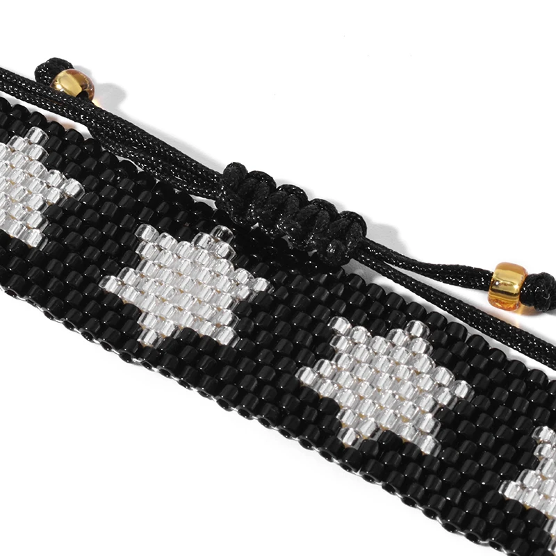 

YAUKIA Women's MIYUKI Bohemian Black Bracelet Pulseras Mujer Fashion Star Pattern Jewelry Gift Hand Knitted Adjustable