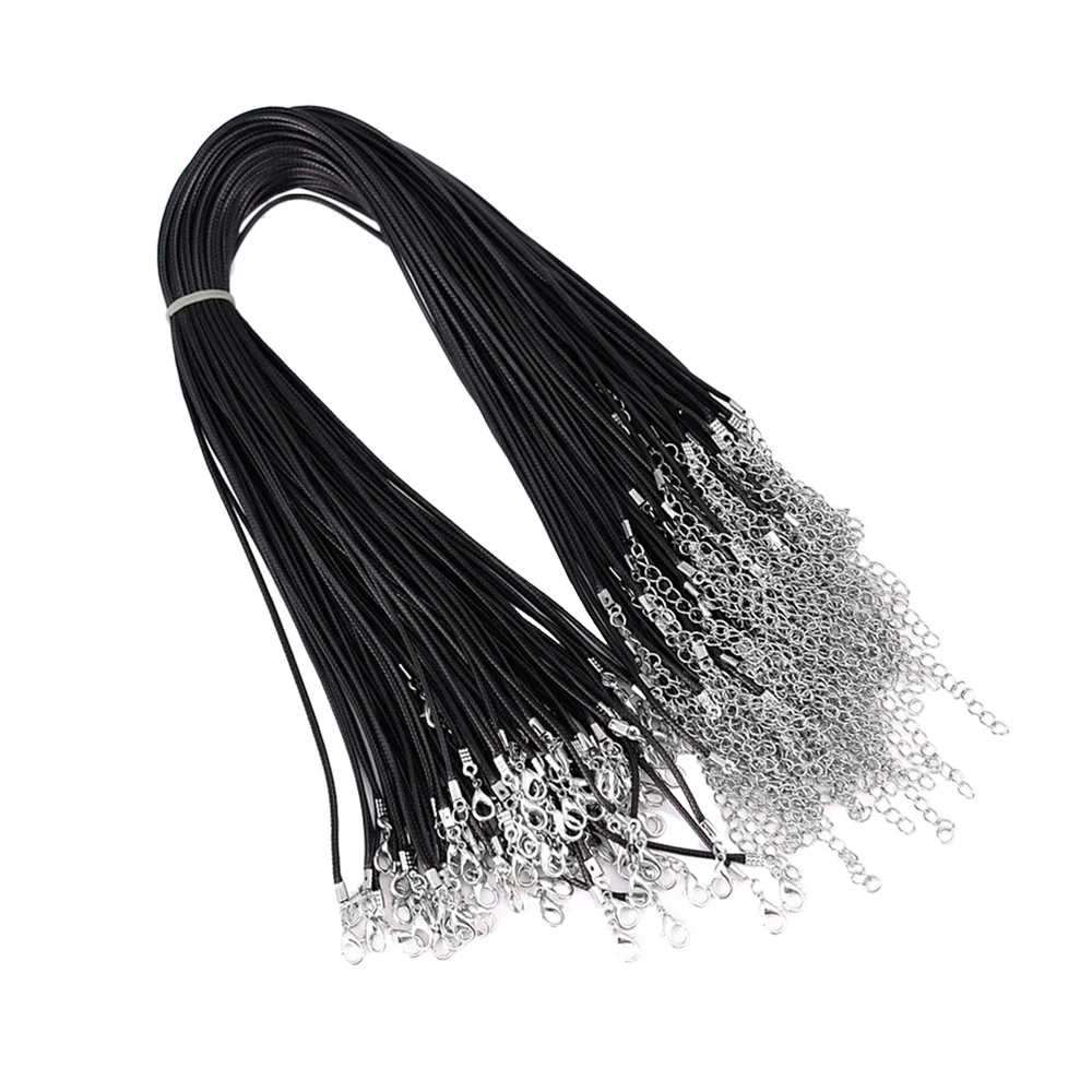 

100pcs 1.5mm Wax String Necklace Strap DIY Hanging Rope Jewelry Accessories Sling DIY Pendants (Black)
