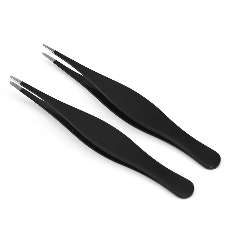

Black Stainless Steel Eyebrow Tweezers Fine Tip Eyelashes Tweezer Remove Face Hair Beauty Makeup Tool