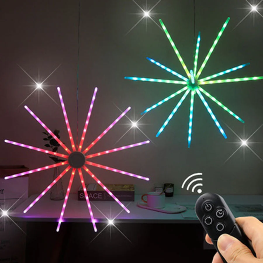 

New RGB Firework Meteor Shower Fairy String Light Outdoor Garden Starry Starburst Light with Remote for Patio Christmas Decor