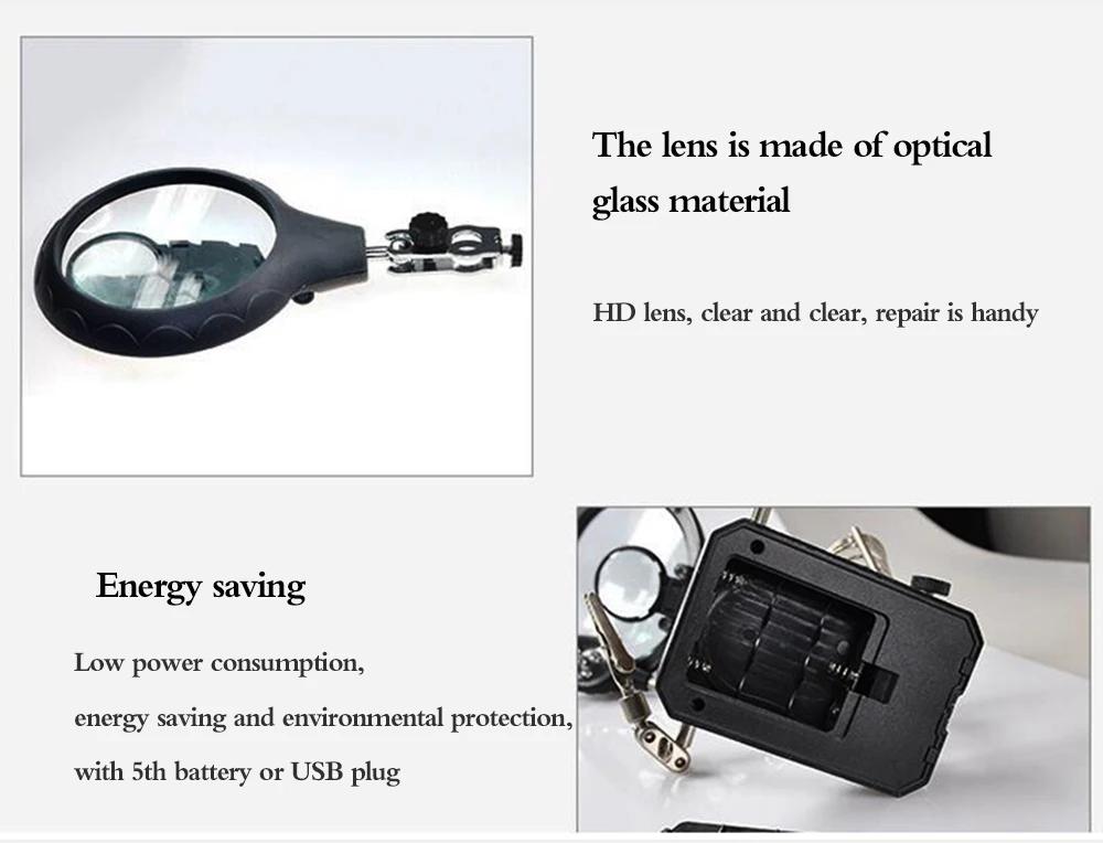 2.5X 7.5X 10X USB Вспомогательный зажим для сварки увеличительное стекло 5 светодиодный ручной паяльник подставка держатель станция Лупа