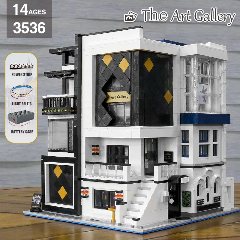 

MOULD KING Streetview Building Blocks The Art Gallery Showcase model With Led light Assembly bricks Kids Toys Christmas Gifts