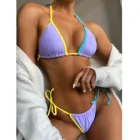 Купальник женский однотонный бандажный, пикантный бандажный комплект бикини, бразильский купальник с чашками пуш-ап, пляжная одежда, бикини, #40
