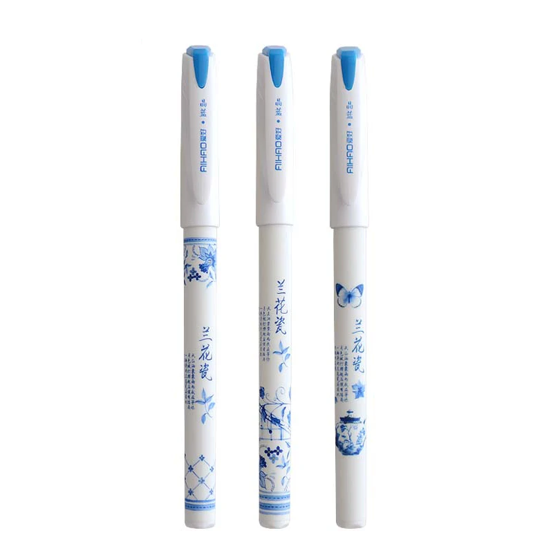 

4Pcs/lot Vintage Retro Chinese Style Gel Pen Blue And White Porcelain Stationery Office School Supplies Gift Free Shipping