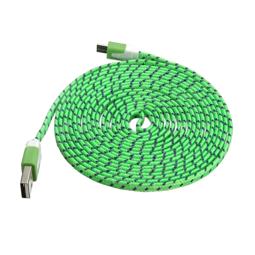 Зеленый EPULA 3M мини Usb кабель микро USB быстрое зарядное устройство данных для планшета мобильного телефона тканевый Плетеный плоский кабель USB удлинитель мобильного телефона - Цвет: Зеленый