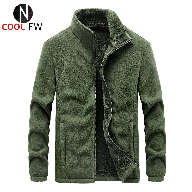 

Men's jacket autumn and winter new casual fleece jacket men's large size fleece cardigan lamb sweater New 2021