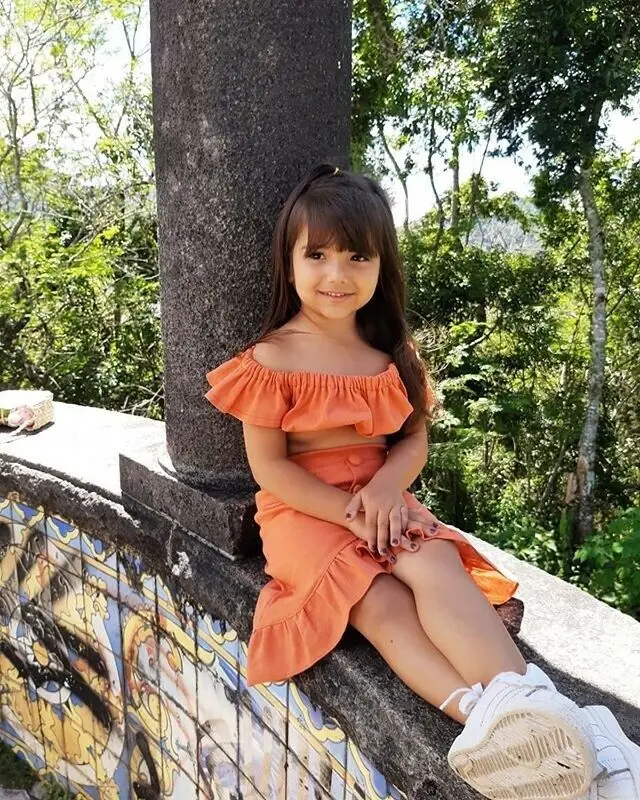 Summer Kids Baby Girls Off Shoulder Crop T-shirt Tops Dress Skirt Outfit Clothes