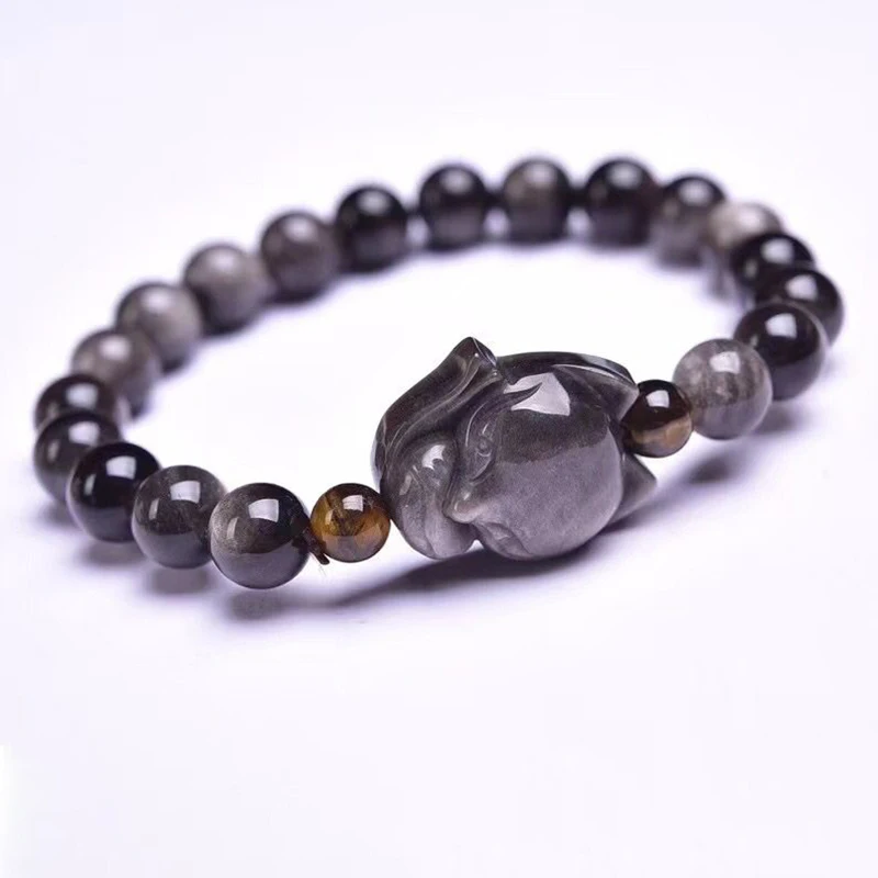 

Оптовая продажа, серые браслеты из натурального обсидиана, круглые бусины с рисунком черепахи, рандомные модные ювелирные украшения по фэн-...