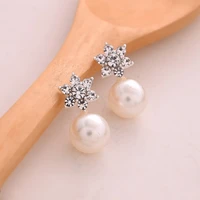 creative temperament snowflake pearl stud earrings for women jewelry personality gift