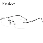 Оправа для очков Krasivyy без оправы для мужчин и женщин, ультралегкие Рецептурные очки для близорукости, корейские оптические Безвинтовые очки из чистого титана