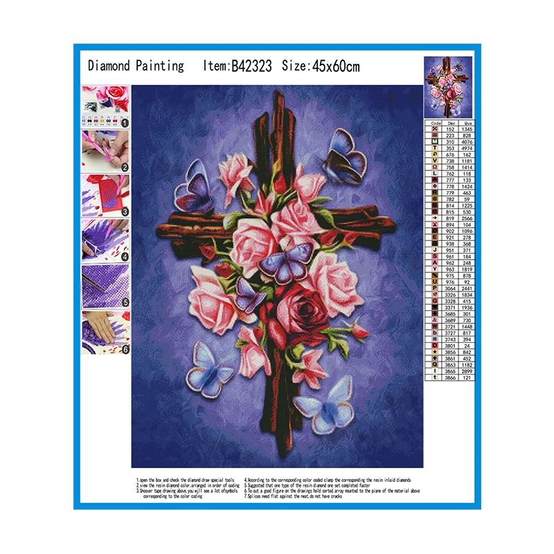 Вышивка с кристаллами MEIAN вышивка крестиком религиозный крест цветок мозаика