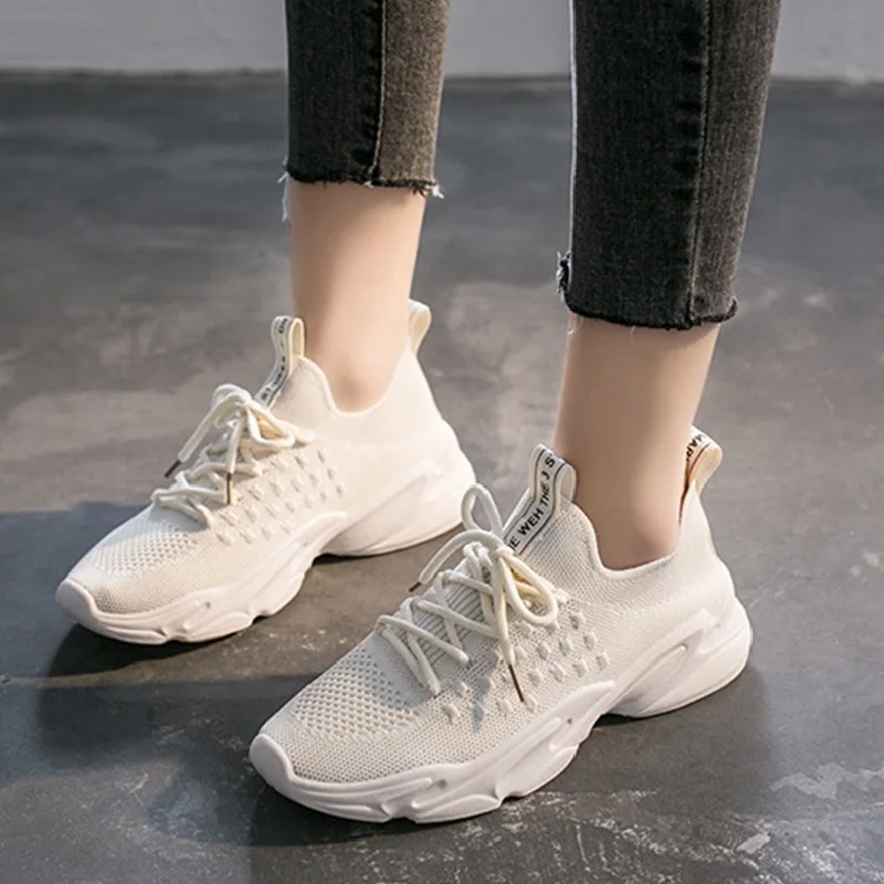 Кроссовки женские на шнуровке светильник кие дышащие Вулканизированная подошва