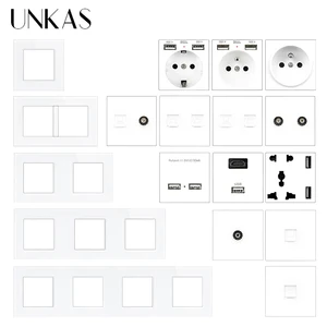 unkas modules diy combination free matching french eu socket usb charger tv rj12 telephone rj45 computer glass panel outlet free global shipping