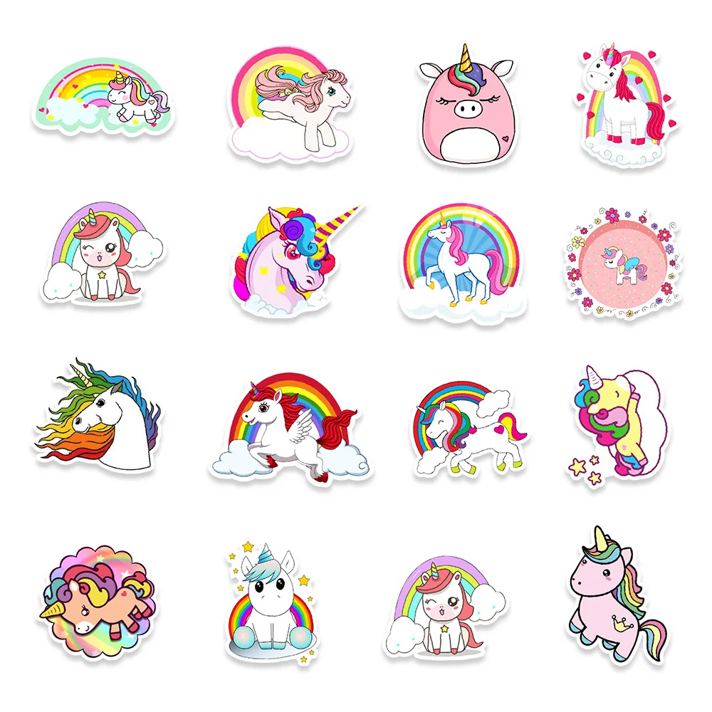 

10/50PCS Cute Unicorn Waterproof Stickers Car Motorcycle Travel Luggage Phone Guitar Laptop Classic Toy Kid Cool Sticker Gift
