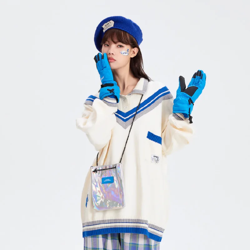 Имитация двух свитеров Женская шикарная винтажная корейская модная