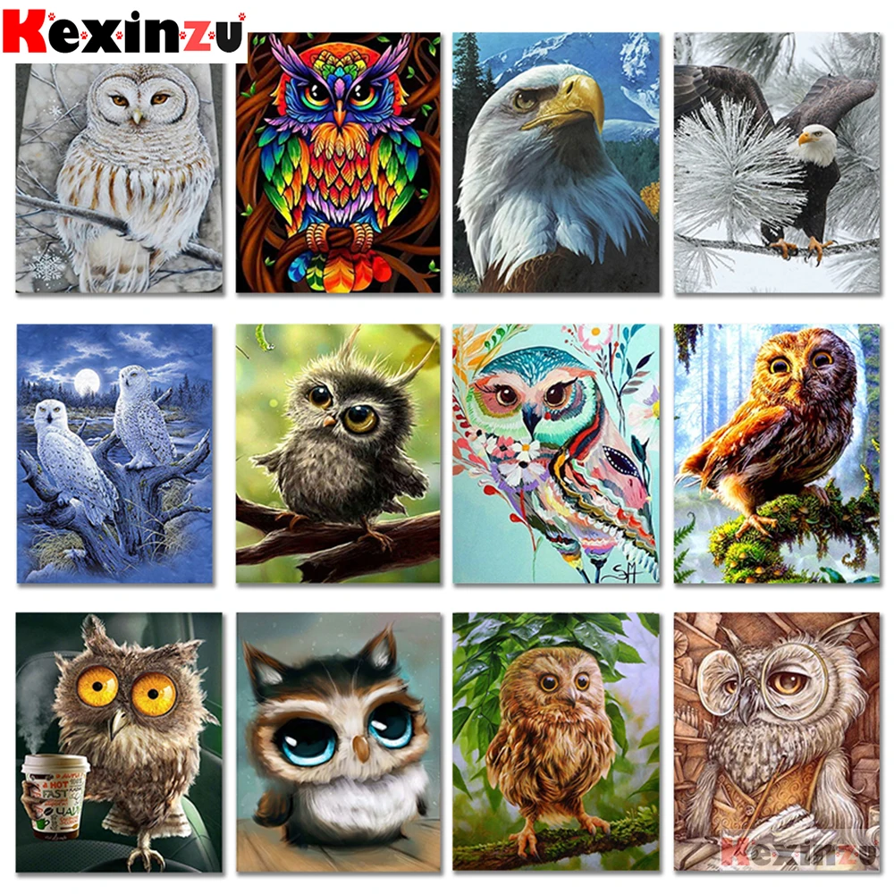 

Алмазная живопись KEXINZU, животное, милая сова, Алмазная мозаика, полностью Алмазная вышивка, рисунок Стразы рукоделие вышивка Y094